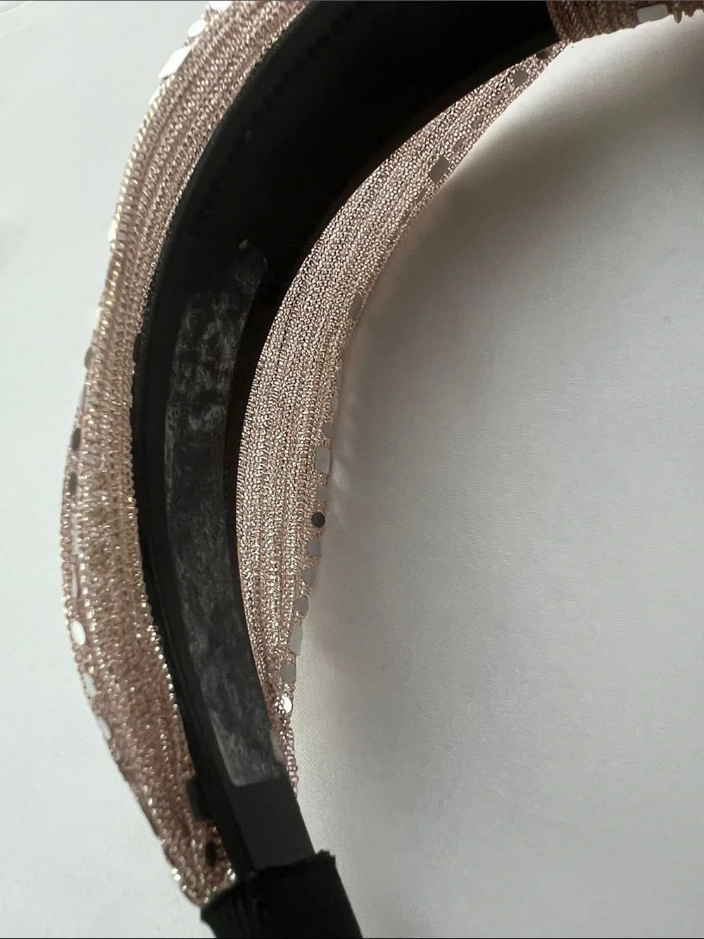Shimmering Sequin and Bead Accent  Knotted Headband - Black and Tan set of 2